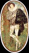 Nicholas Hilliard Leaning younger in rose bush painting